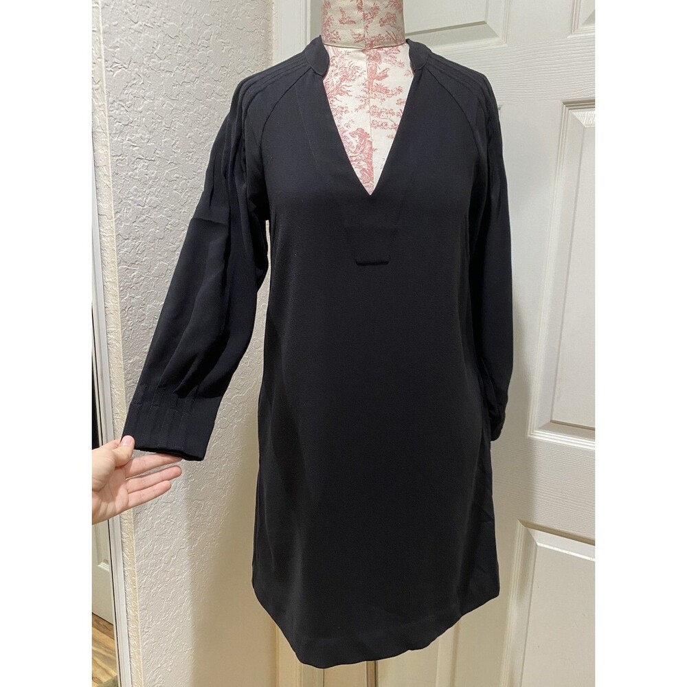 Brochu Walker Lysett Shift Dress Sz XS Black Midi Quiet Luxury Minimalist Crepe